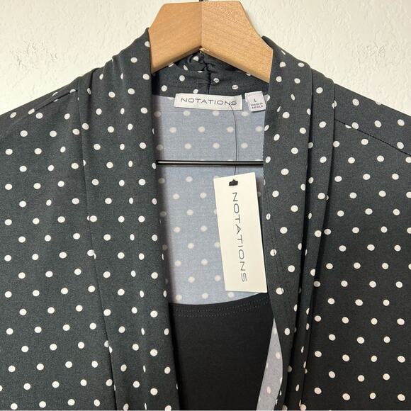NOTATIONS BLACK POLKA DOT WOMEN BLOUSE SIZE LARGE BRAND NEW - Picture 6 of 6